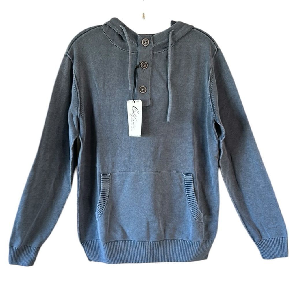 NEW California Shirt Co. Stonewash Henley Hoodie